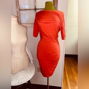 New Athleta Coral Orange Solstice Ruched Dress #243065.
